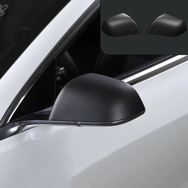 Tesla Model 3 Carbon Fiber Mirror Caps (Set of 2 Covers) - Real Carbon Fiber