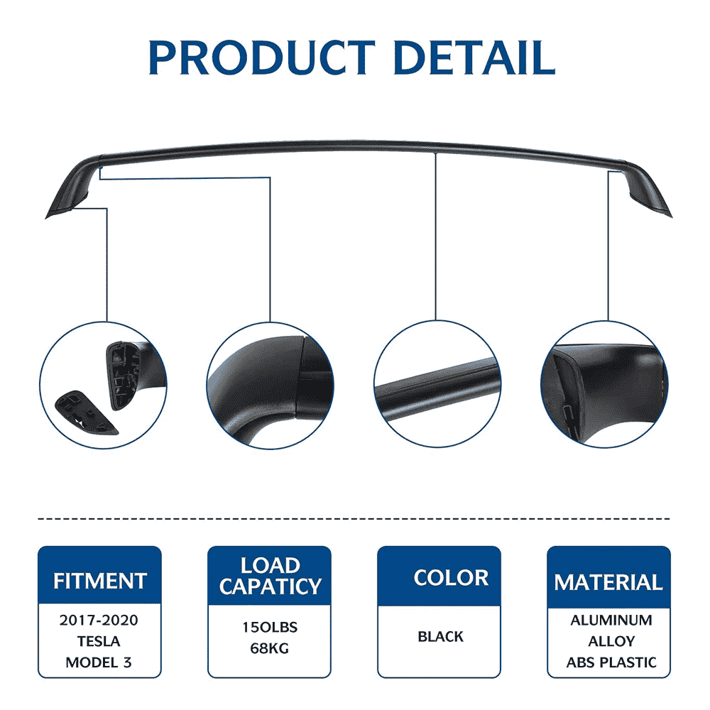 Anti-Theft Lock Equipped Tesla Model 3/Y Roof Rack (Set of 2)