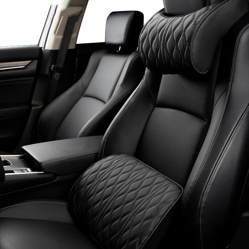 Embroidered Tesla Leather Headrest Main image