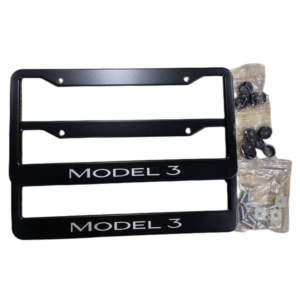 2pcs Tesla Model 3 Black Stainless Metal License Plate Frame（2017-2023.10）