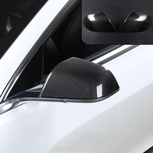 Tesla Model 3 Carbon Fiber Mirror Caps (Set of 2 Covers) - Real Carbon Fiber Main image