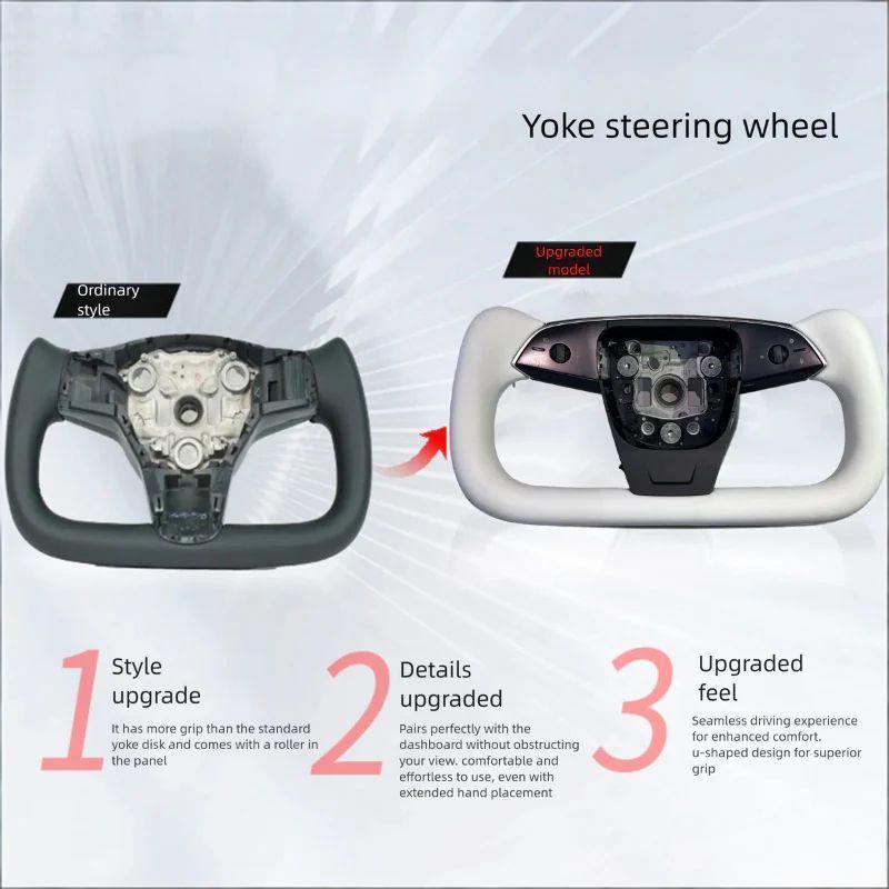 Yoke Nappa Leather Steering Wheel for Tesla Model Y Juniper / Model 3 Highland