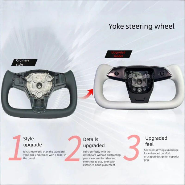 Yoke Nappa Leather Steering Wheel for Tesla Model Y Juniper / Model 3 Highland