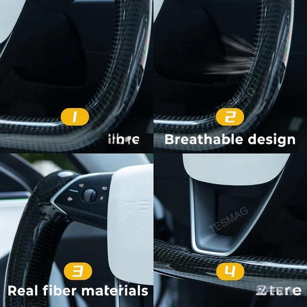 Tesla Model 3 Highland Yoke Steering Wheel With Full Real Carbon Fiber
