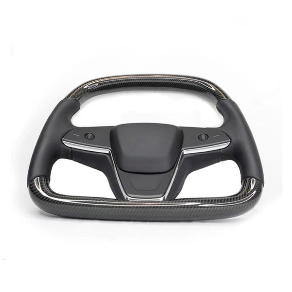 Carbon Fiber Yoke D-Round Steering Wheel for Tesla Model S Plaid (2021-2022)