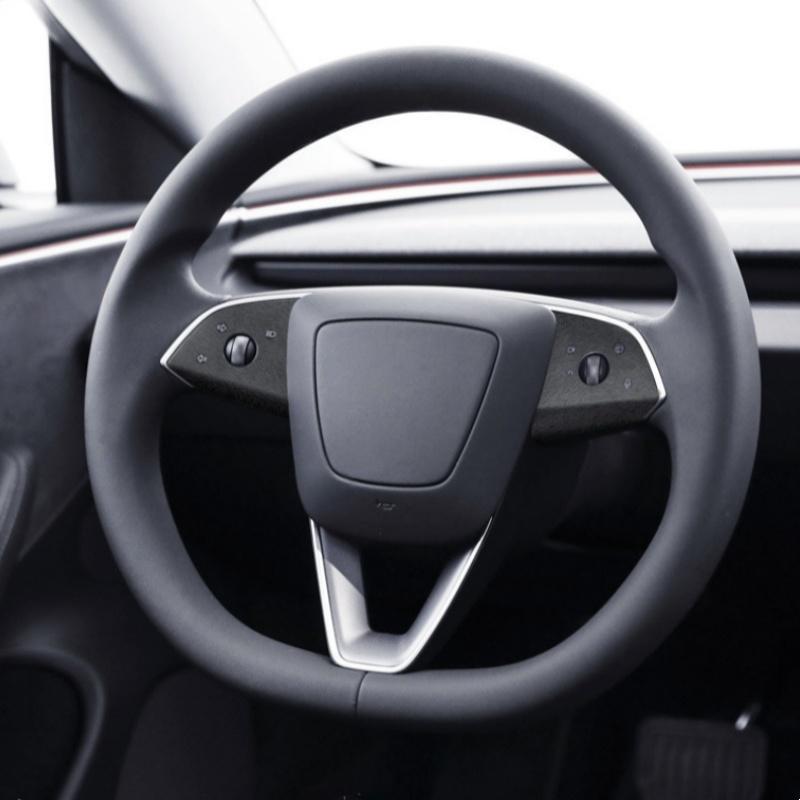 Tesla Model 3 Highland/Model Y Juniper Alcantara Steering Wheel Button Patch Secondary image