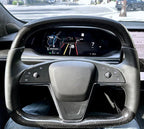 Carbon Fiber Yoke D-Round Steering Wheel for Tesla Model S Plaid (2021-2022)