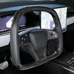 Carbon Fiber Yoke D-Round Steering Wheel for Tesla Model S Plaid (2021-2022)