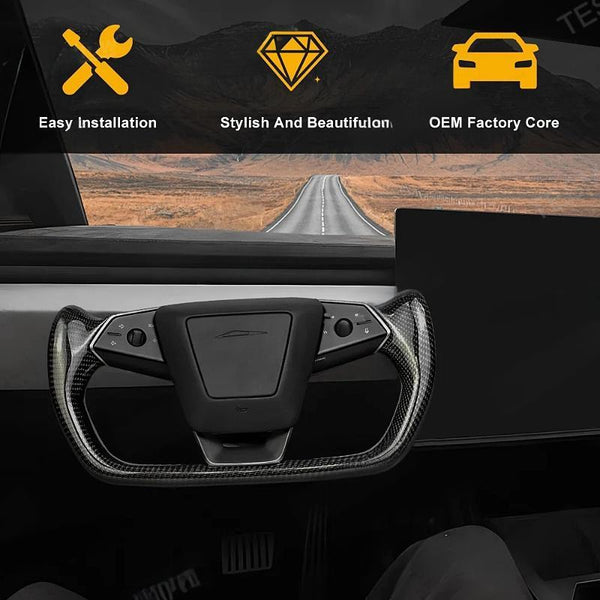 Carbon Fiber Yoke Steering Wheel for Tesla Cybertruck