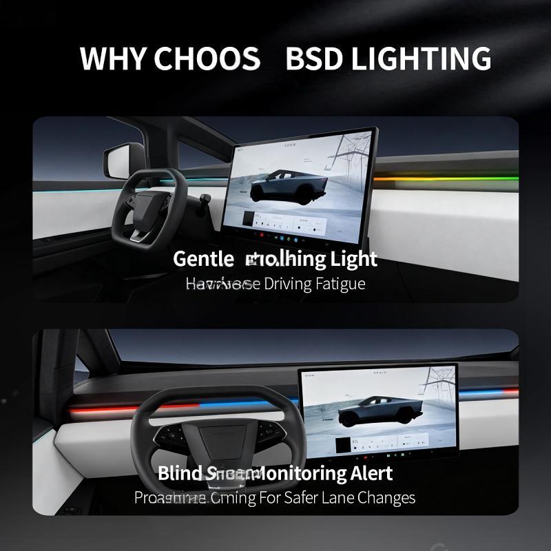 BSD Blind Spot Monitoring Ambient Lighting for Tesla Cybertruck Secondary image