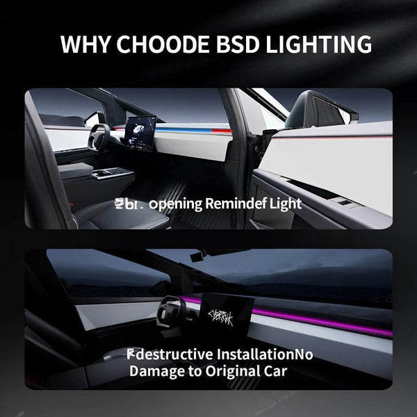 BSD Blind Spot Monitoring Ambient Lighting for Tesla Cybertruck