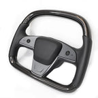 Carbon Fiber Yoke D-Round Steering Wheel for Tesla Model S Plaid (2021-2022)