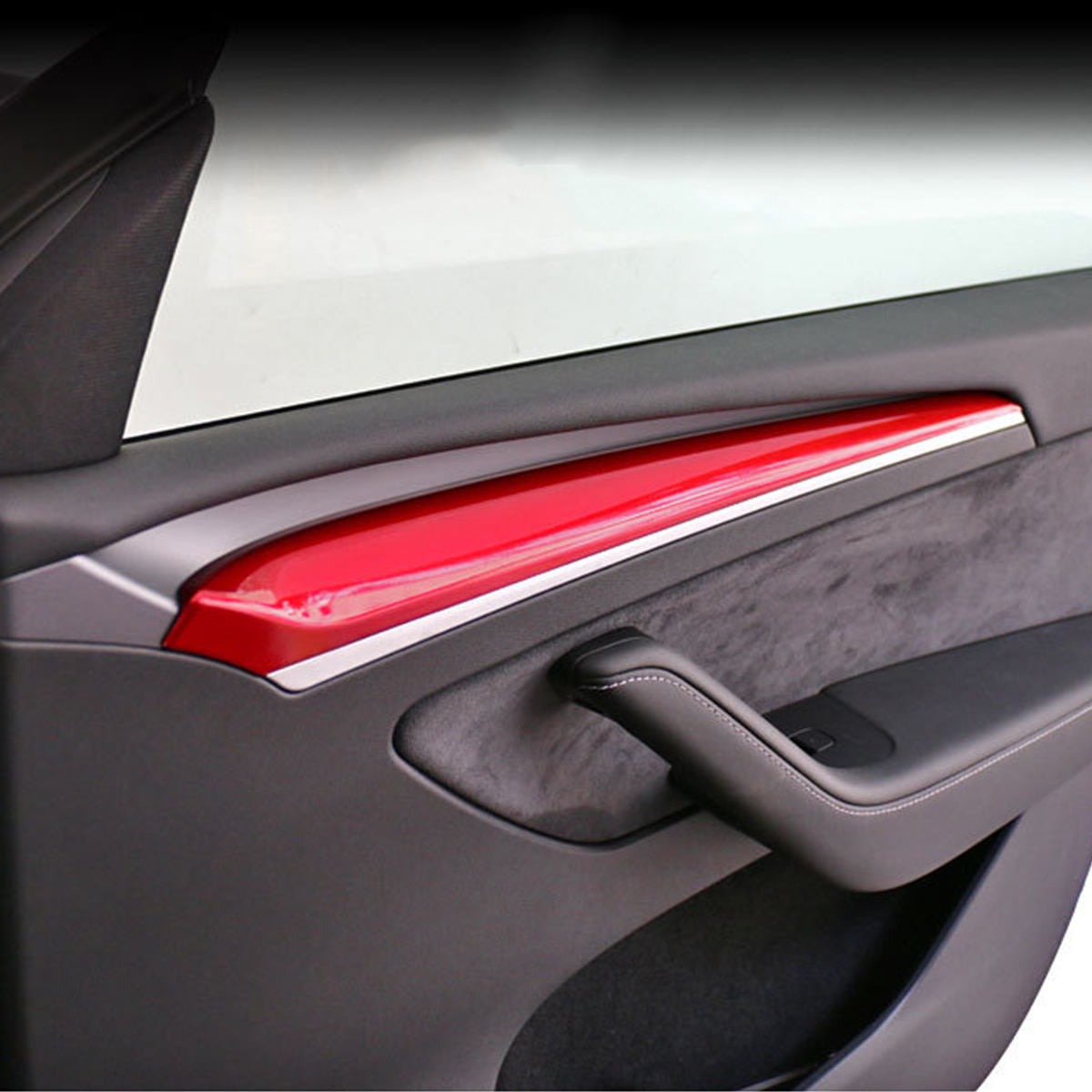 Carbon Fiber Interior Door Panel Cover Trim Fit For Tesla Model 3/Y （2021-2023）
