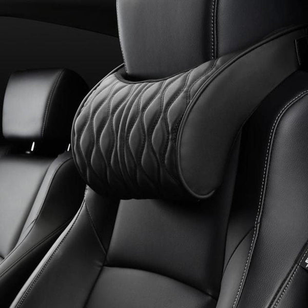 Embroidered Tesla Leather Headrest