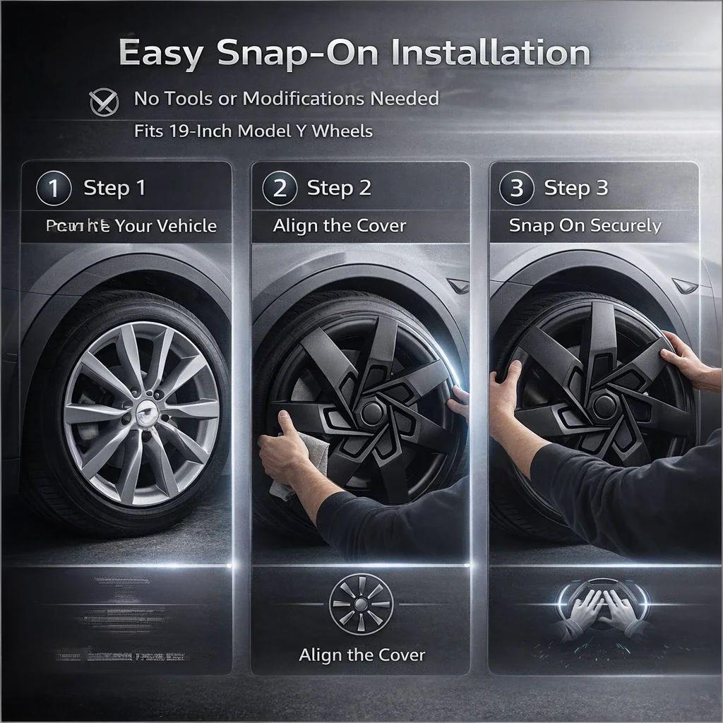 19-Inch Full-Edge Wheel Covers for Tesla Model Y (2021-2024)