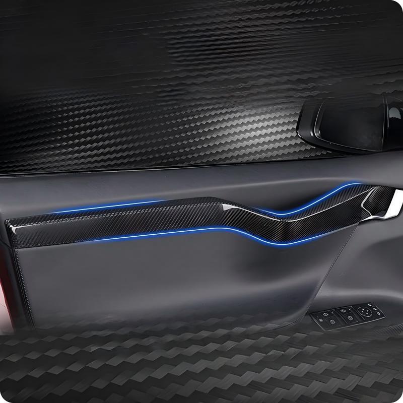 Carbon Fiber Door Panel Trim Overlay for Tesla Model S/X Secondary image