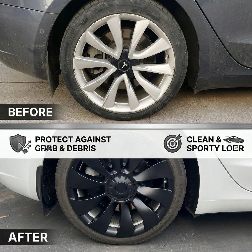 19″ Wheel Covers Hubcap Protector Kit for Tesla Model 3 – Rim Edge Guard 4pcs
