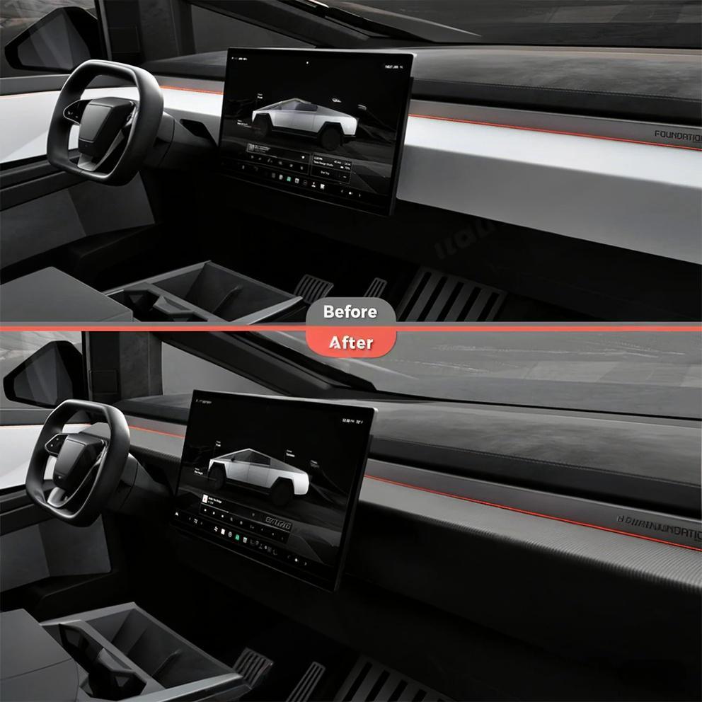 Dashboard Cover Real Carbon Fiber Trim Panel Protection for Cybertruck (2 PCS)