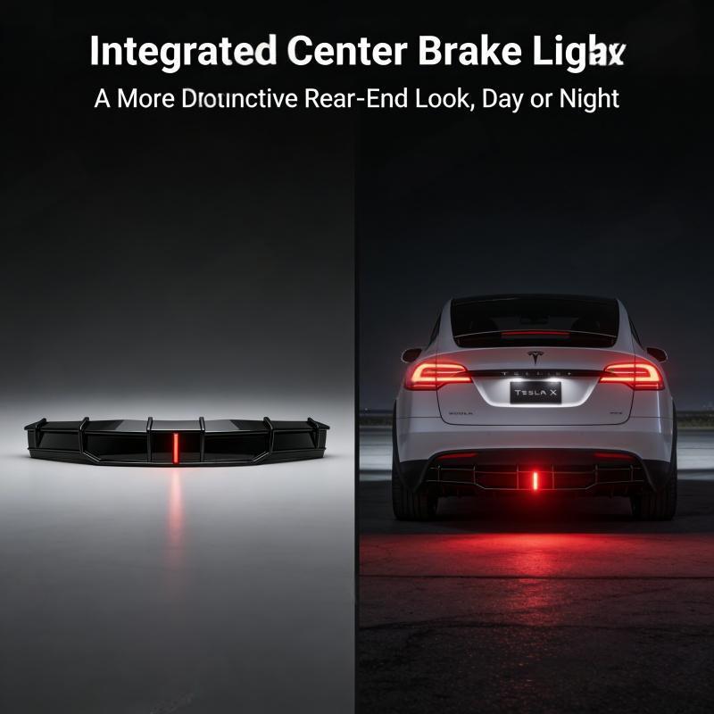 Tesla Model X (2021-2025) Refresh Rear Diffuser with LED Brake Light Secondary image