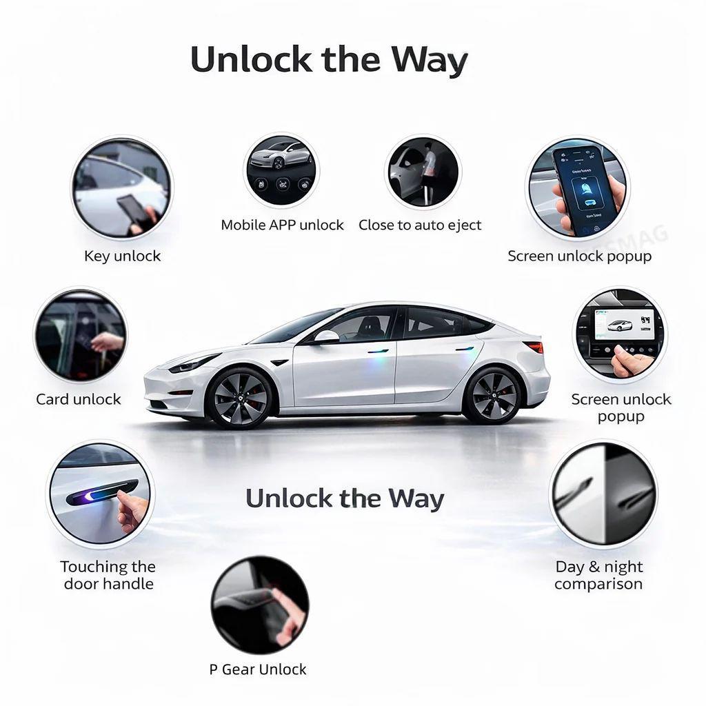 RGB Automatic Door Handles for Tesla Model 3 Highland & Model Y Juniper with Smart App Control