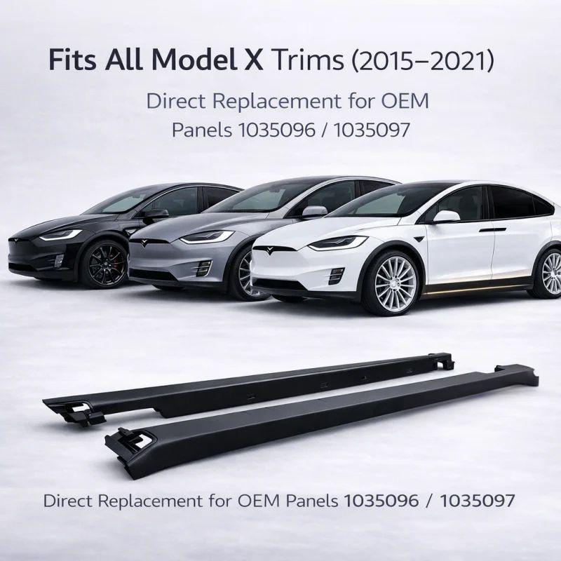 Left & Right Side Skirts / Rocker Panel Replacement for Tesla Model X (1035096 1035097) Secondary image