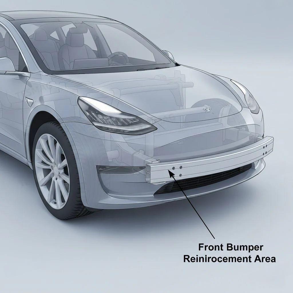 Front Bumper Reinforcement Support Beam for Tesla Model 3 & Model Y OEM 1109193-00-C Replacement