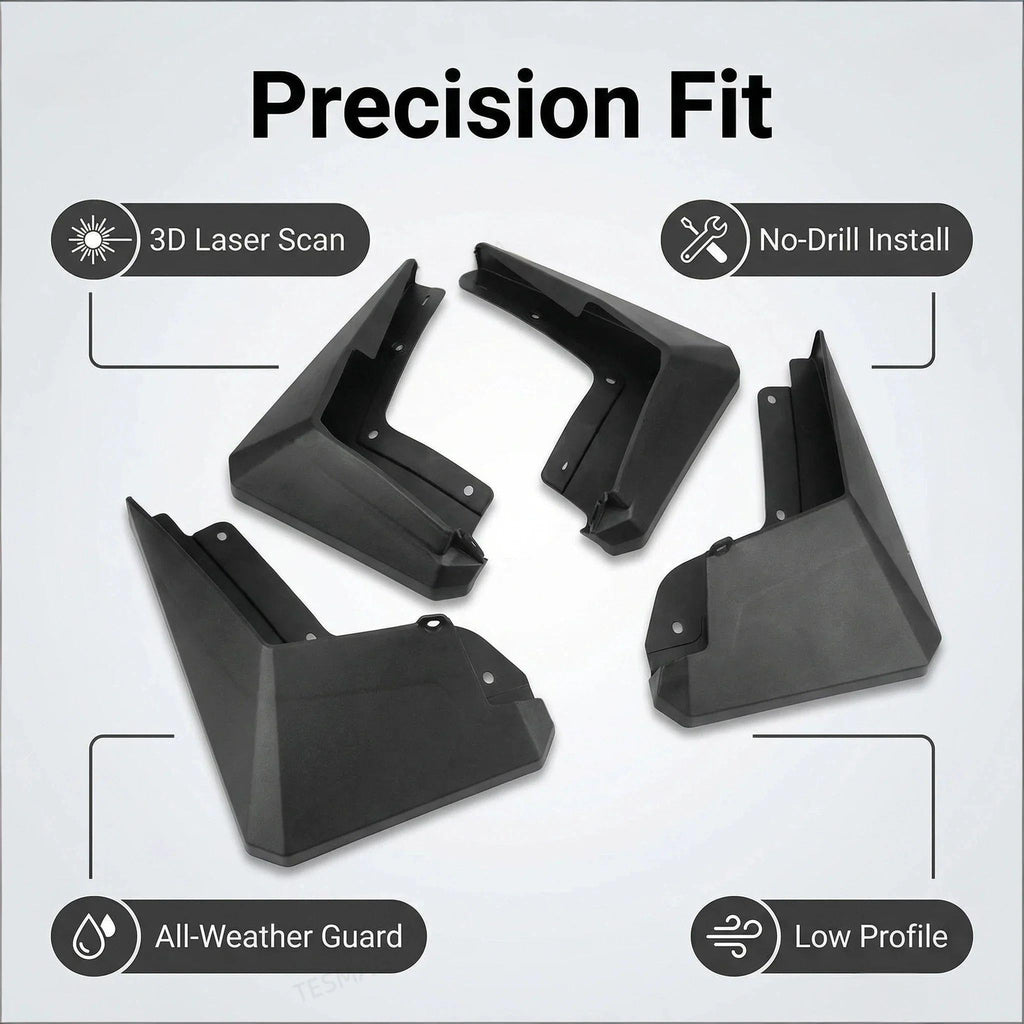 4pcs Push-on Pin Mud Flaps for Tesla Cybertruck 2024+