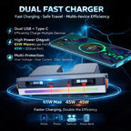 Retractable Fast Charging USB Hub Dock with Ambient Light for Tesla Model 3 Highland/Model Y Juniper