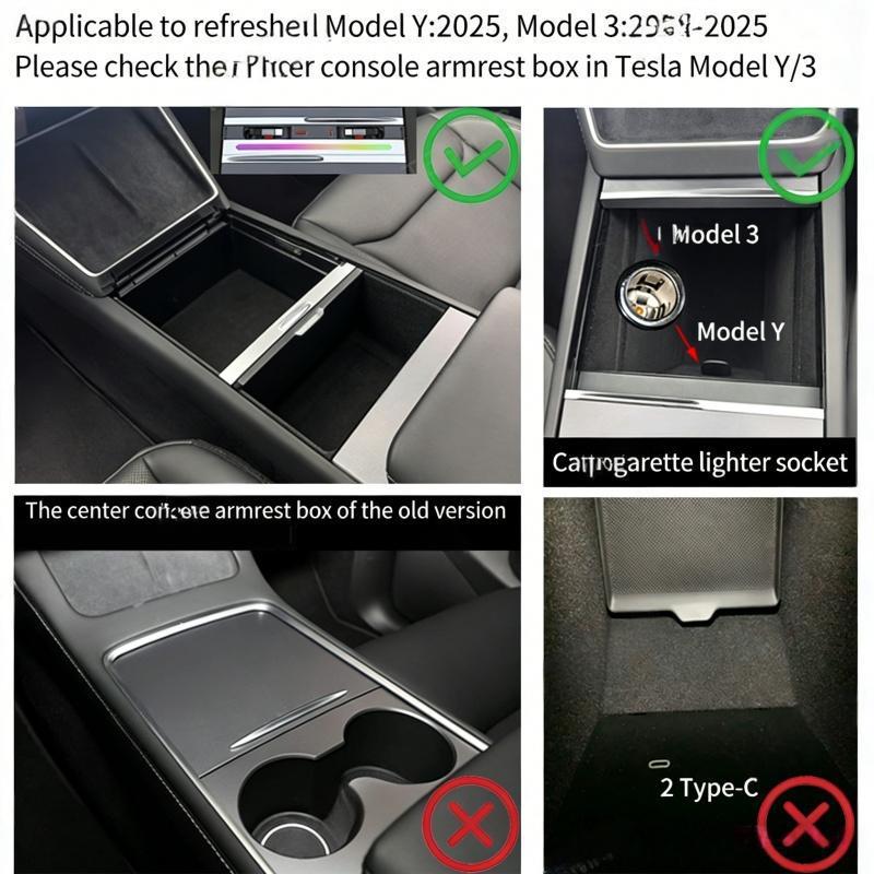 Retractable Fast Charging USB Hub Dock with Ambient Light for Tesla Model 3 Highland/Model Y Juniper