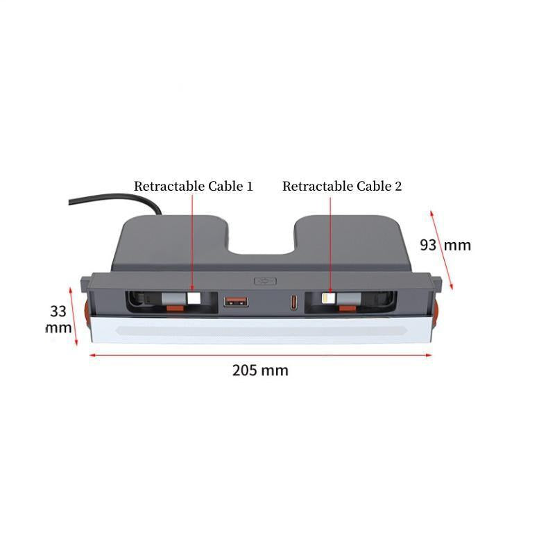 Retractable Fast Charging USB Hub Dock with Ambient Light for Tesla Model 3 Highland/Model Y Juniper