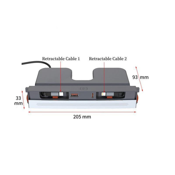 Retractable Fast Charging USB Hub Dock with Ambient Light for Tesla Model 3 Highland/Model Y Juniper
