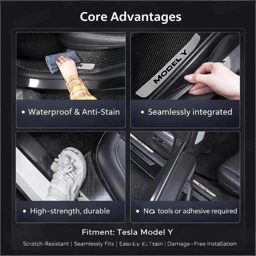 10PCS Door Sill & A/B/C Pillar Protector Set for Tesla Model Y Juniper 2025+