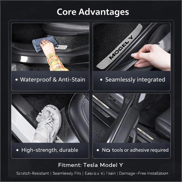 10PCS Door Sill & A/B/C Pillar Protector Set for Tesla Model Y Juniper 2025+