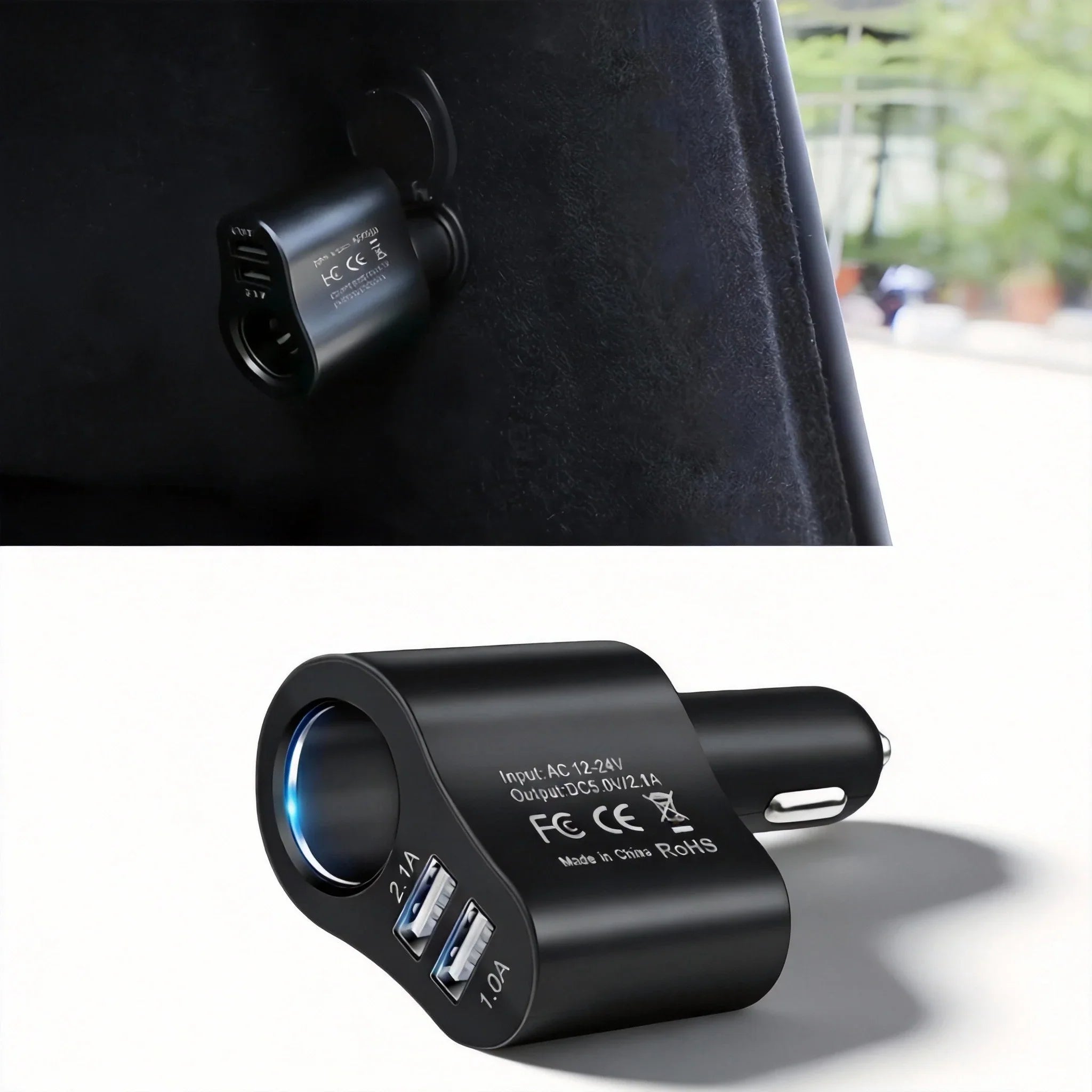 3-in-1 USB Car Charger Adapter Cigarette Lighter 120W Fast Charging for Tesla Main image