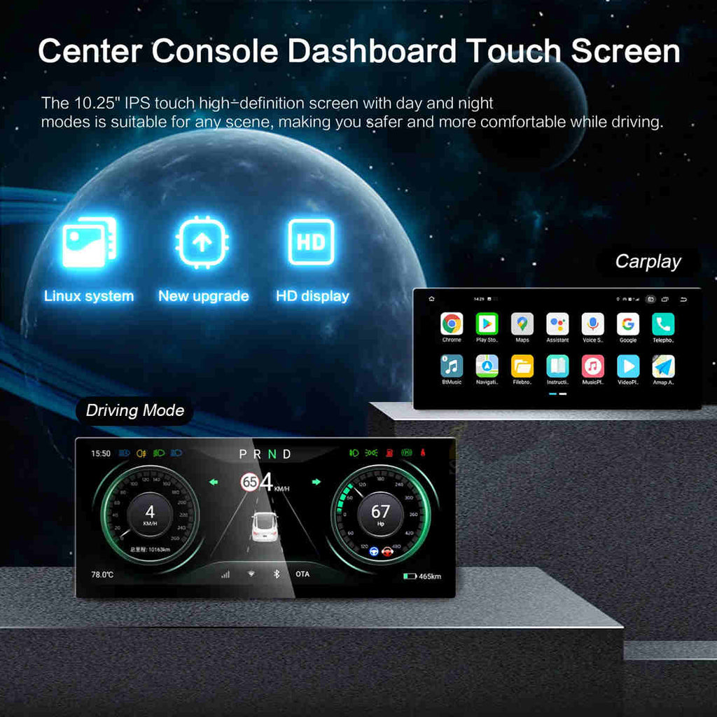 10.25 Inch Hud 4G Android Tesla Model 3 / Y LCD Instrument Dashboard Display