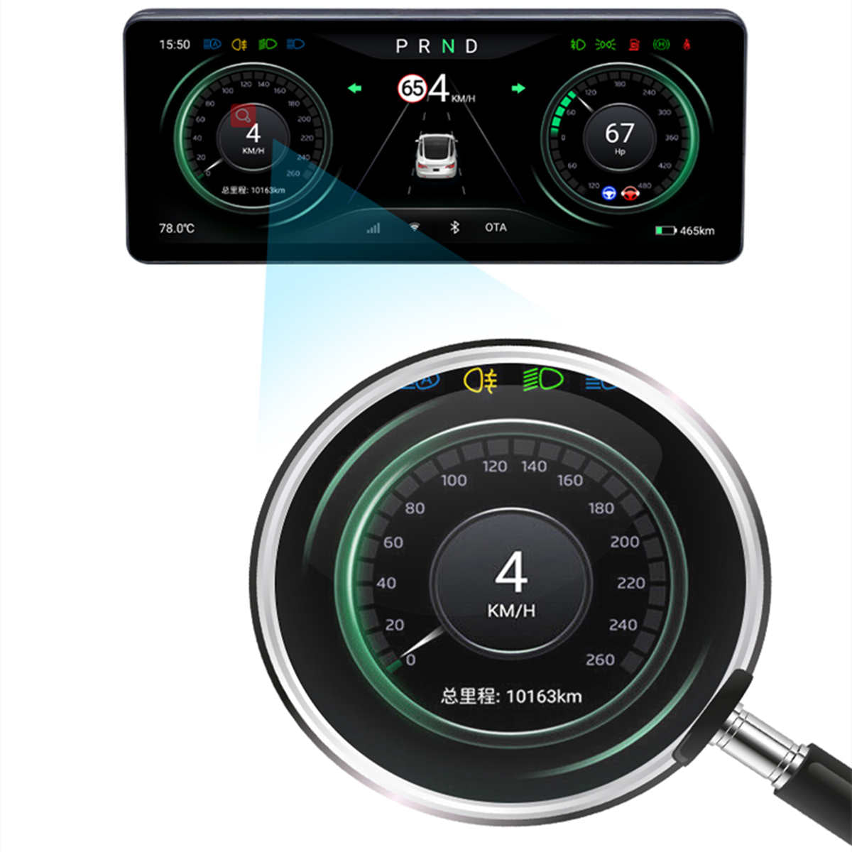 10.25 Inch Hud 4G Android Tesla Model 3 / Y LCD Instrument Dashboard Display