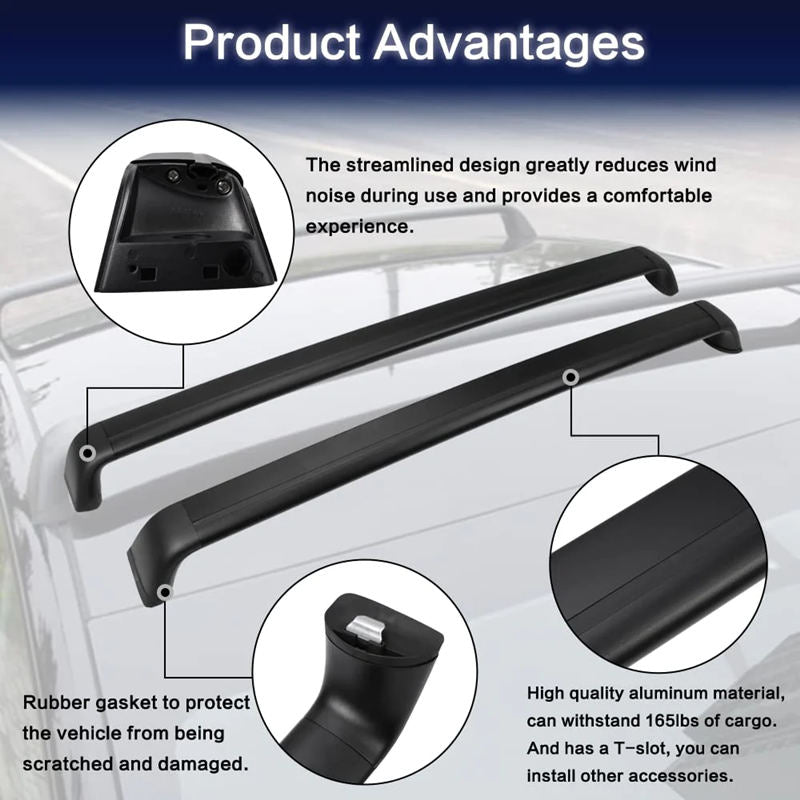 Lockable crossbar fits for Tesla Model 3/Y Roof Rack Carrier Rails (set of 2)